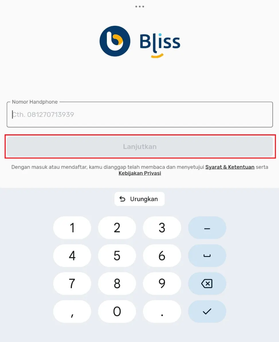 login akun Bliss customer